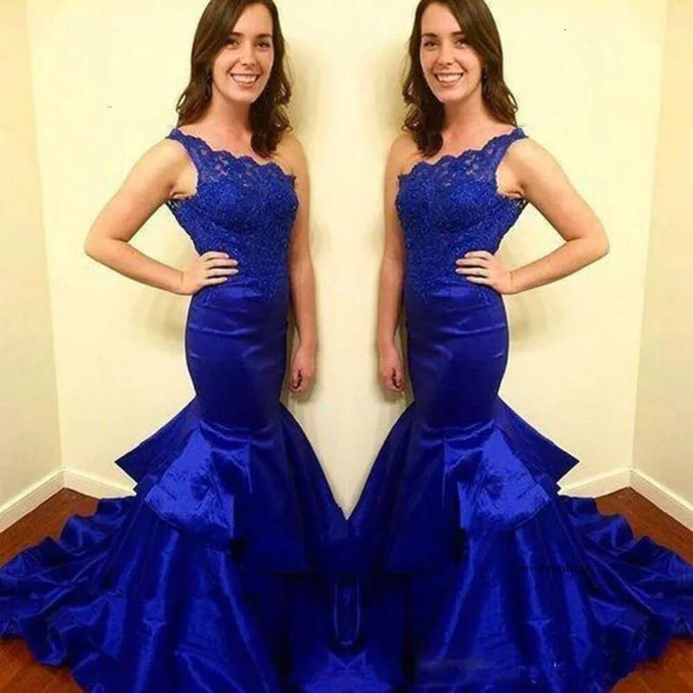 Royal Blue Arabic Prom Dress Elegant South African One Shoulder Lace Bodice Long Graduation Evening Party Gown Plus Size Custom Made 63 0510