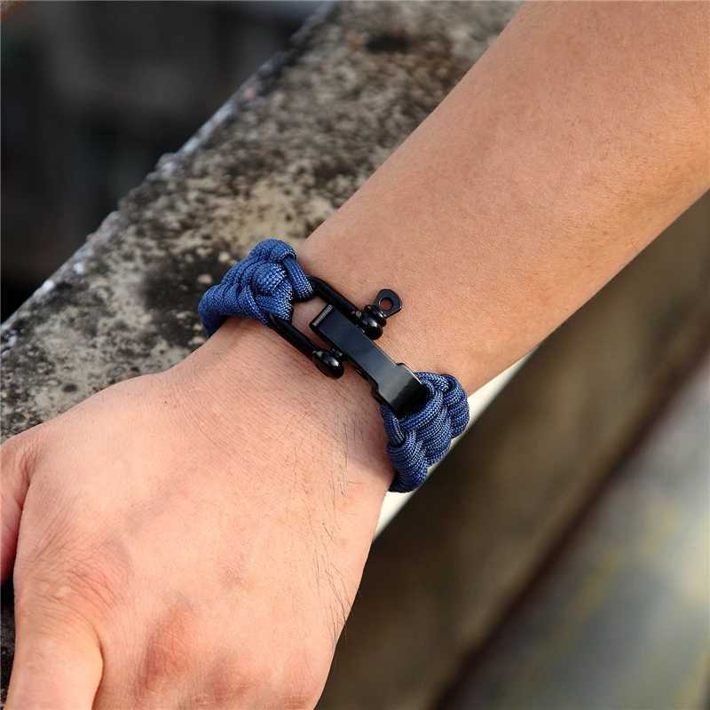 Charm Bracelets MKENDN Men Multi-function Paracord Survival Bracelet Outdoor Camping Rescue Emergency Rope Bracelets with Knife For Women Y240510