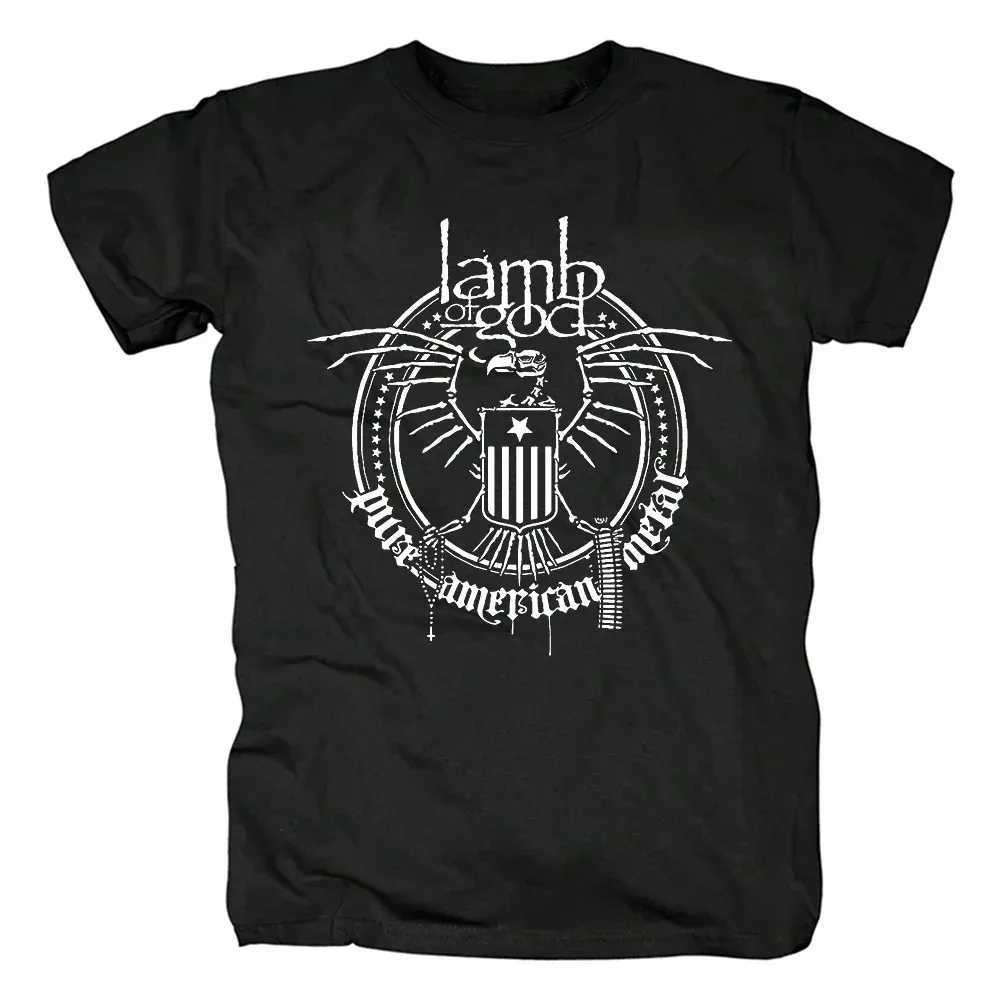 Men's T-Shirts Lamb of God Heavy Mental Band T-shirt Mens 100% Cotton Tshirt Summer Short Slve Graphic T-shirt Harajuku Strtwear T Shirts T240508