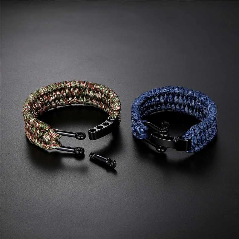 Charm Bracelets MKENDN Men Multi-function Paracord Survival Bracelet Outdoor Camping Rescue Emergency Rope Bracelets with Knife For Women Y240510