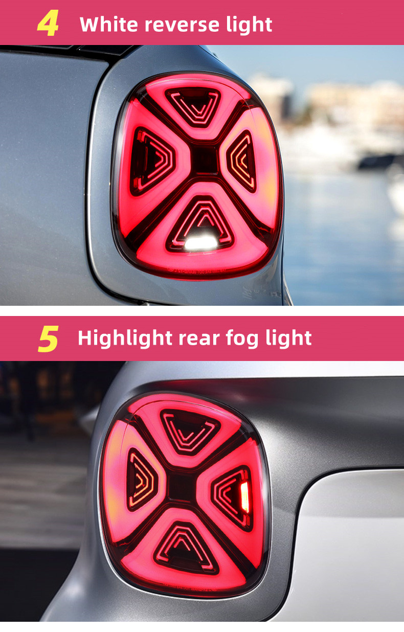 Car Tail Lights for BENZ Smart LED Taillight 20 14-20 20 Smart W453 W451 Rear Fog Brake Turn Signal Light