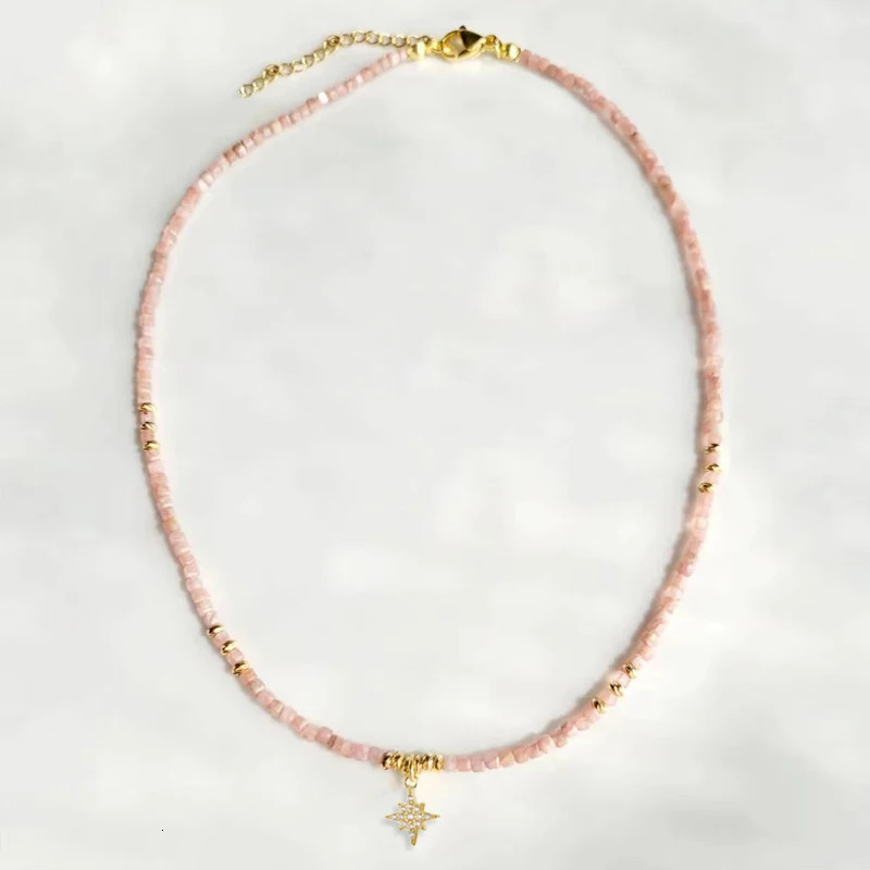Trendy Charm Natural Gem Star Pendant Necklace Women Girls Cute And Sweet Jewelry Pink Quartz Purple Jades Sunstone Collar 240428