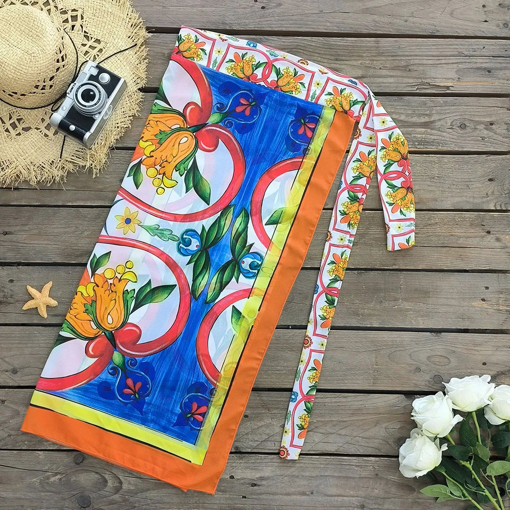 2024 Women Swimwear 2PC Cover-up Swimsuit Ruffle Solid Printed Deep V One-piece Monokini Kimono Bikini Suit Summer Beachwear 240510