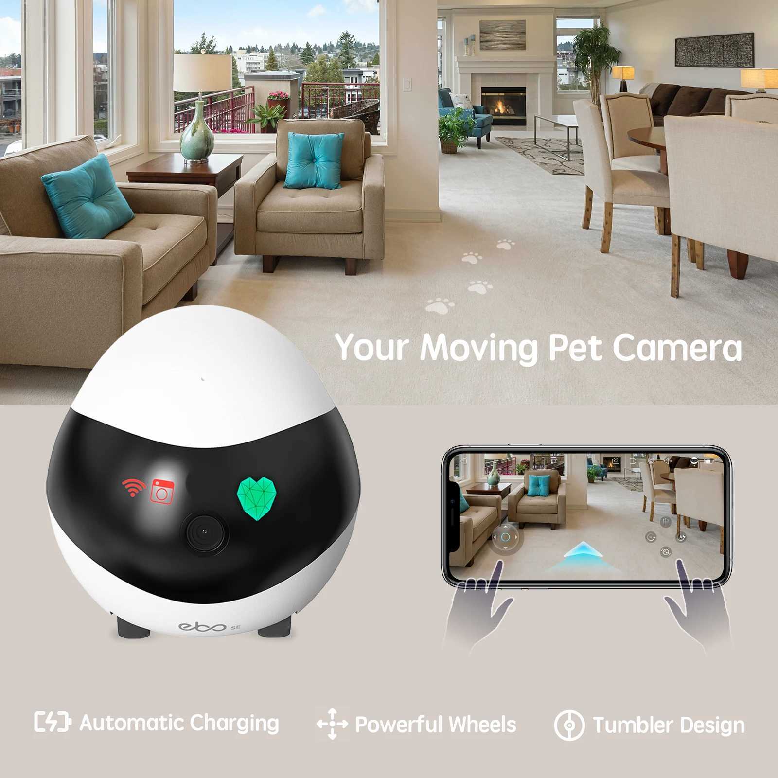 IP Cameras Enabot pet camera home safety camera mobile indoor WiFi camera 2-way call night vision 1080P video self charging robot d240510