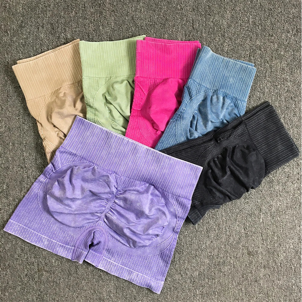 Seamless Scrunch Butt Push Up Yoga Sports Shorts For Women Tummy Control Solid Fitness Gym Workout Elastic Biker 240508