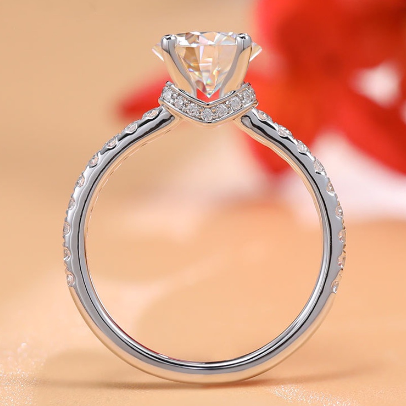 Pass Test Men Women Fashion Moissanite Ring S925 Solid Sterling Silver Simple 1.5ct Round VVS1 Moissanite Rings for Wedding Anniversary Size 5-11