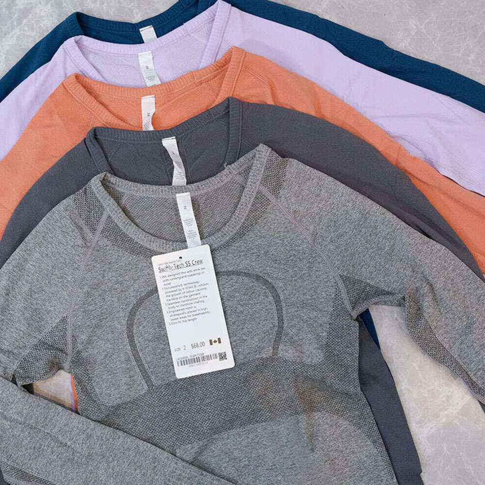 Women Yoga Outfits shirt L-198 Breathable Running Tank Top Quick Drying Sportswear Seamless Long Sleeve Sports Vest Cycling GymWear