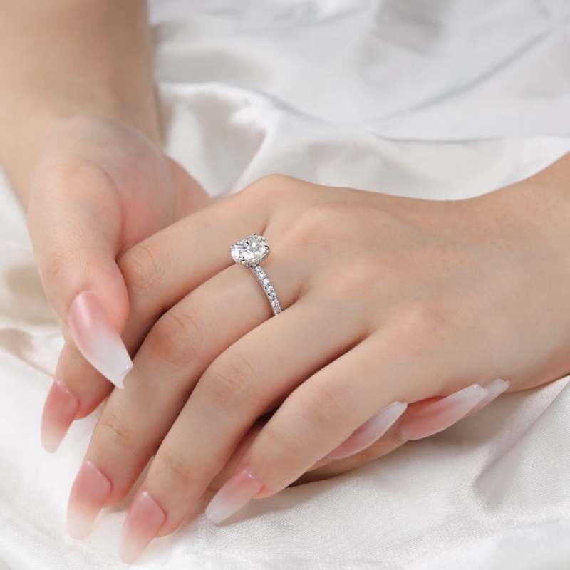 Women Fine Jewelry 18K White Gold Ring Pass Tester GRA Sparkling 2ct VVS1 D Color Moissanite Diamond Rings Wedding Accessories for Women Size 5-11