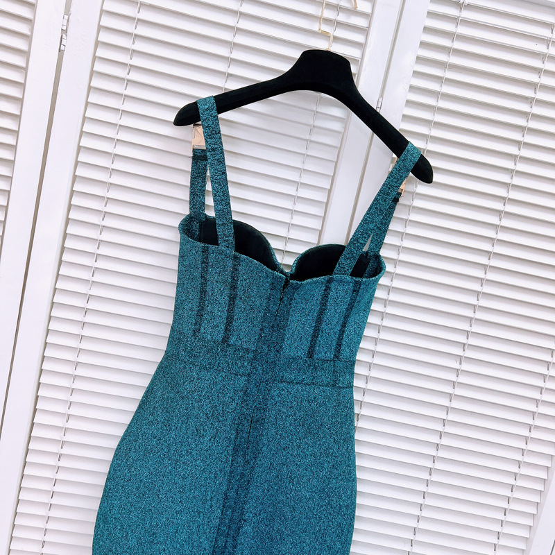 506 L 2024 Milan Runway Dress Spring Summer Sleeveless Spaghetti Strap Blue Dresses Womens Dress Fashion High Quality Lux