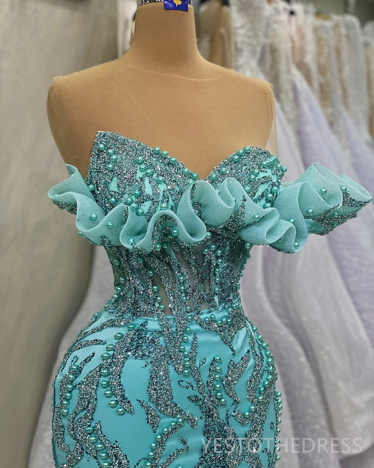 2024 Mint Plus Size Prom Dresses for Special Occasions Promdress Sheer Neck Beaded Lace Rhinestone Decorated Birthday Party Dress Second Reception Gow