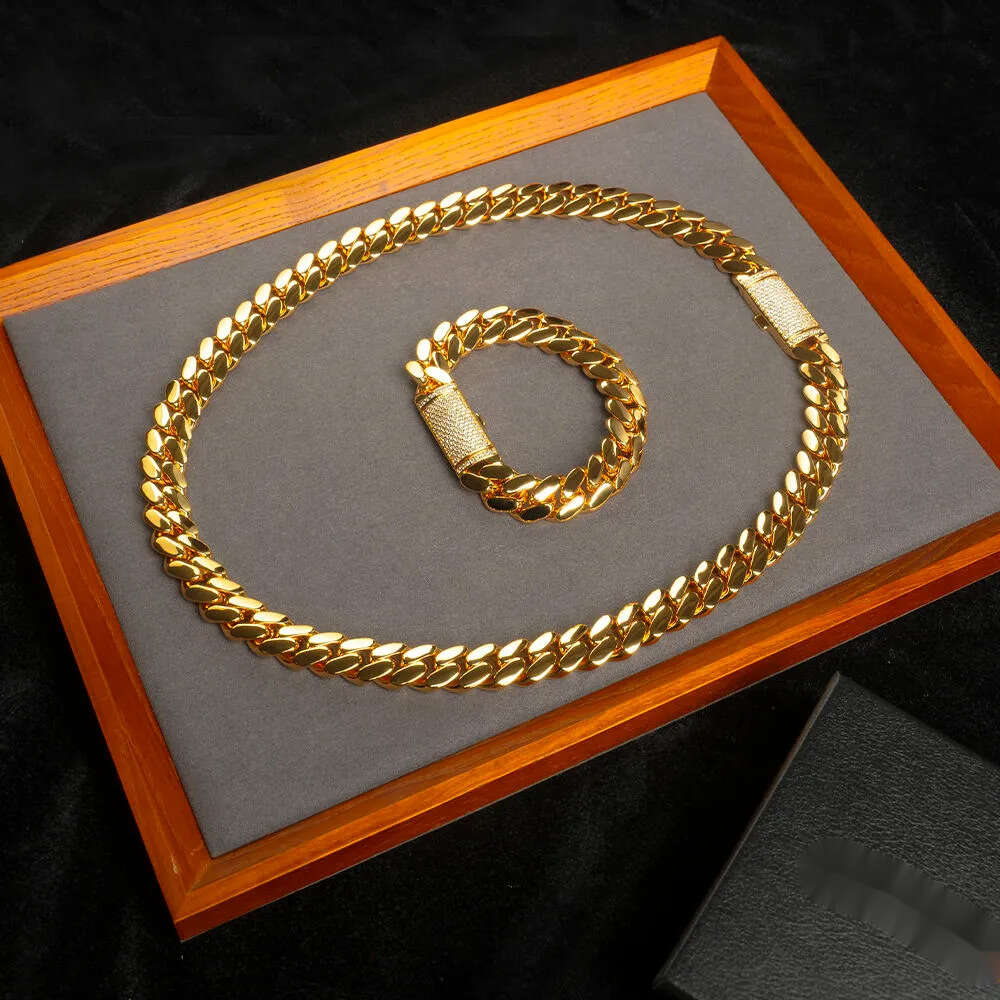 hot selg high quality hip hop custom stainless steel never fade gold 20mm miami cuban chain necklace women men jewelry
