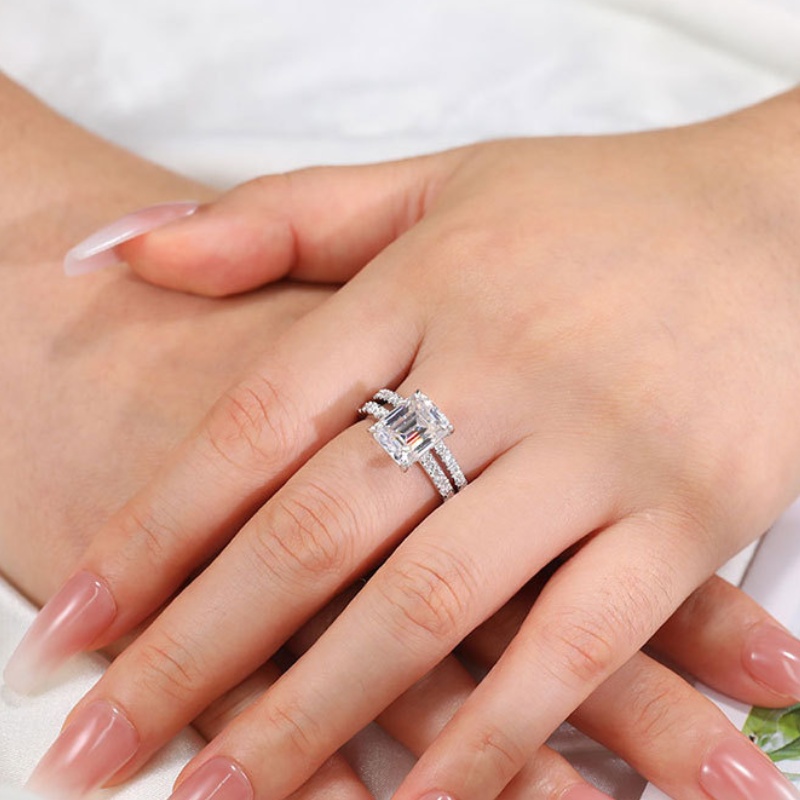 Luxury Ring Jewelry 925 Sterling Silver Ring for Women Flashing 4ct D Color Moissanite Diamond Ring Fashion Silver Jewelry Anniversary Gift Bridal Rin