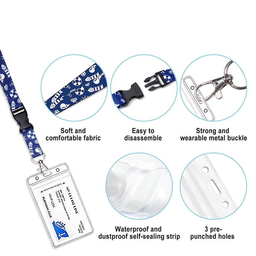 Premium One Side Hard Plastic ID Card Holder Lanyard With Badge For Event