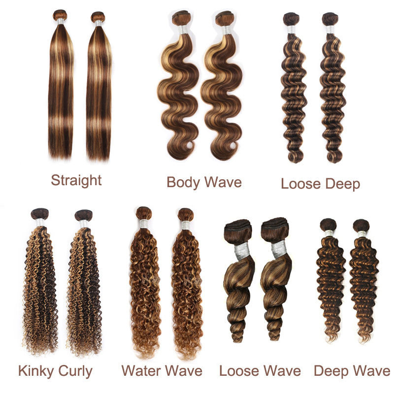 Loose Deep P4/27 Peruvian Brazilian Virgin Hair Wefts 2 Bundles With 4X4 Lace Closure Piano Color 3 PCS 10-30inch