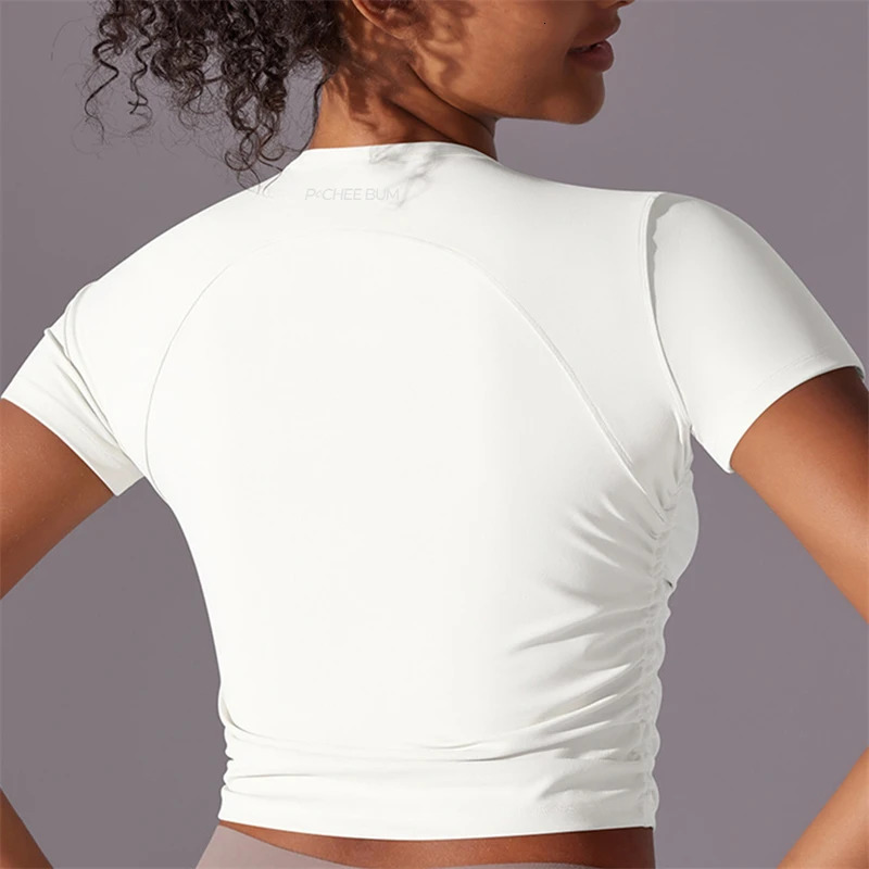 Pchee Bum Women Comfy Shirts Yoga Top Seamless Sport T Shirts Fitness Clothes Short Sleeve Yoga Shirt Gym Running Active Wear 240506
