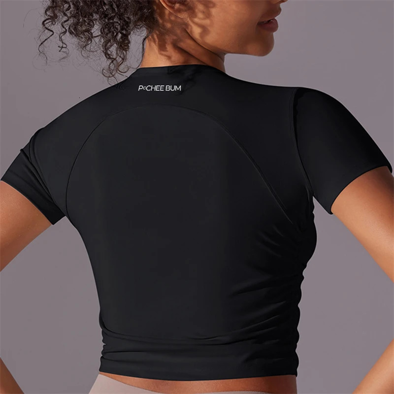 Pchee Bum Women Comfy Shirts Yoga Top Seamless Sport T Shirts Fitness Clothes Short Sleeve Yoga Shirt Gym Running Active Wear 240506