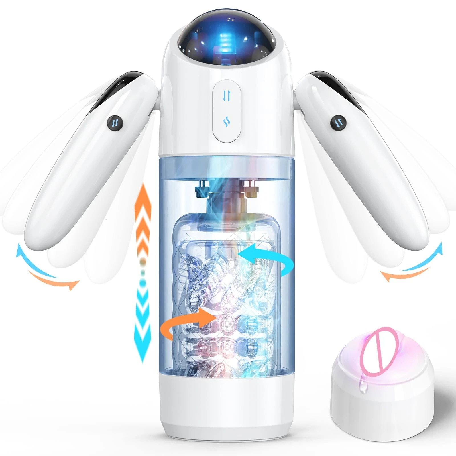 Automatic Handle Male Masturbator Blowjob Masturbation with 4 Thrusting 7 Rotation Modes Vagina pocket Sex Toys for Men 240419