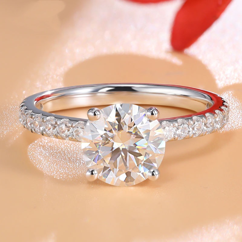 Pass Test Men Women Fashion Moissanite Ring S925 Solid Sterling Silver Simple 1.5ct Round VVS1 Moissanite Rings for Wedding Anniversary Size 5-11