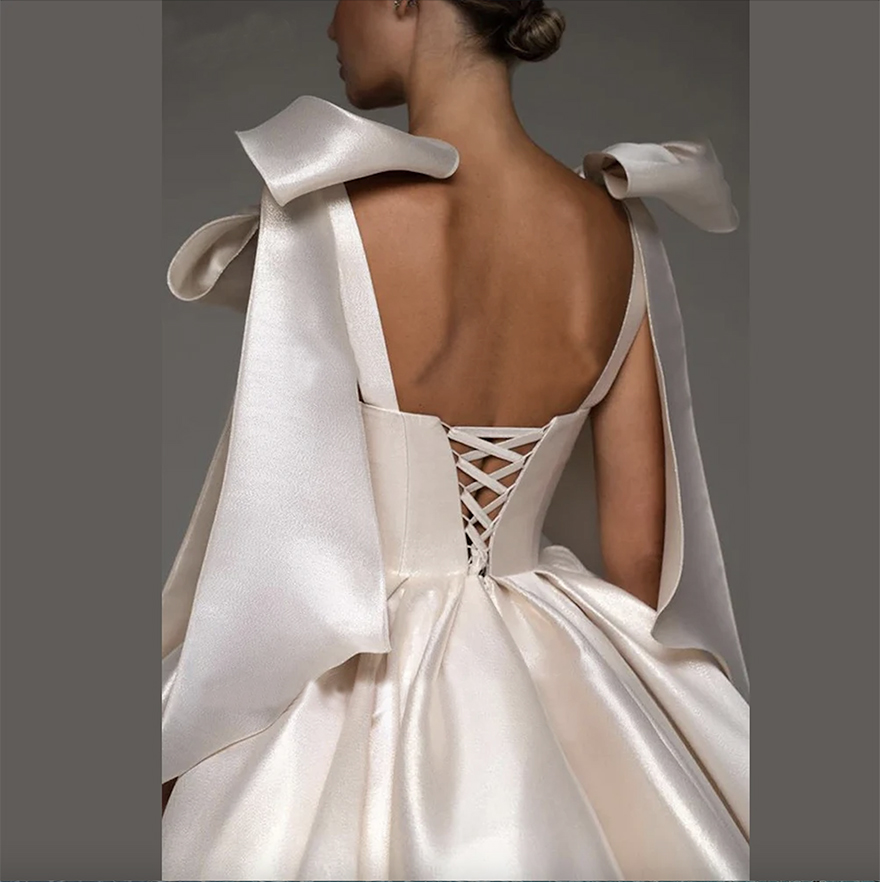 Mignon Satin Sweetheart Bow Lace up Pleat Ribbons Graduation Dresses Cocktail Gown Homecoming Party Dress for Women 2024
