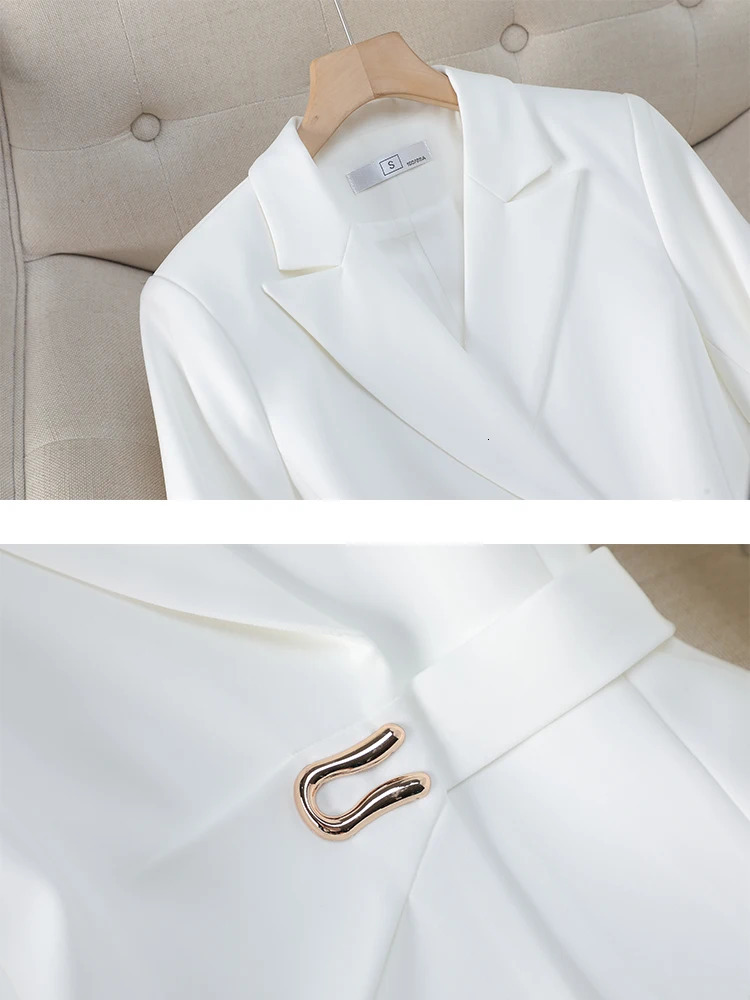 Elegant Pink Purple Black White Ladies Pant Suit Women Female Business Work Wear Jacket and Trouser Blazer 2 Piece Set 240428