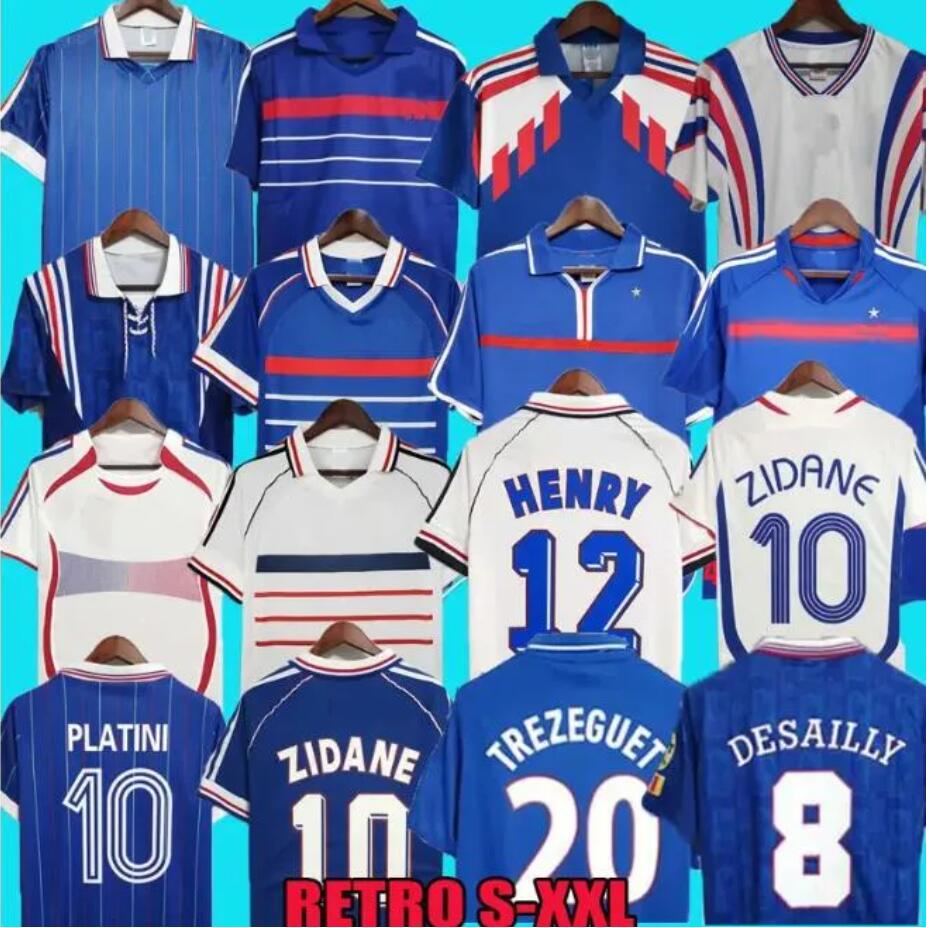 1998 retro soccer jerseys 1982 84 86 88 90 96 98 00 02 04 06 ZIDANE HENRY MAILLOT DE FOOT football shirt REZEGUET DESAILLY french club Classic Vintage Jersey 888888