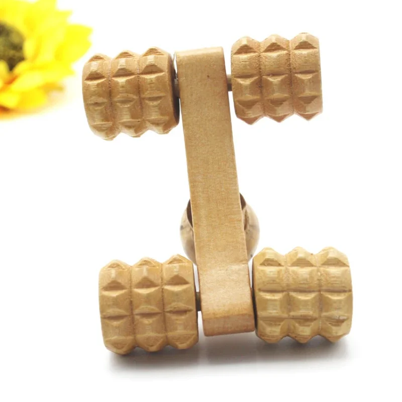 2024 Solid Wood Full-body 4 Wheels Wooden Car Roller Relaxing Hand Massage Tool Reflexology Face Hand Foot Back Body Therapy Productfor
