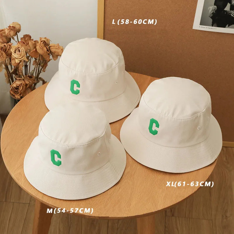 Big Head Size Causal Fisherman Hats for Men Solid Color Cotton Letter C Bucket Hat for Male Outdoor Korean Spring Panama Hat 240507