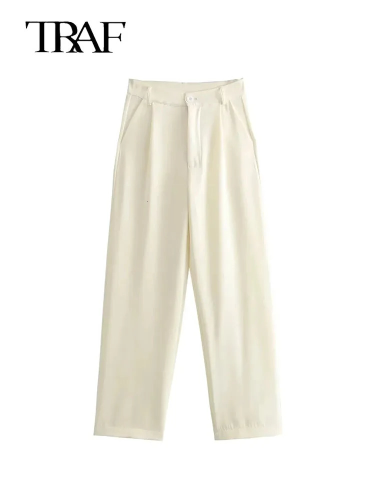 TRAF Women Two Pieces Sets Spring Summer Womens Suit Fashion Vest Wide Leg Pants Outfits 240423