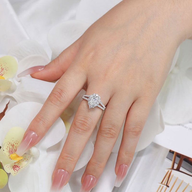 Luxury Women Ring Jewelry 925 Sterling Silver 1ct Moissanite Diamond Ring Fashion Silver Jewelry Anniversary Gift Bridal Ring Pass Tester