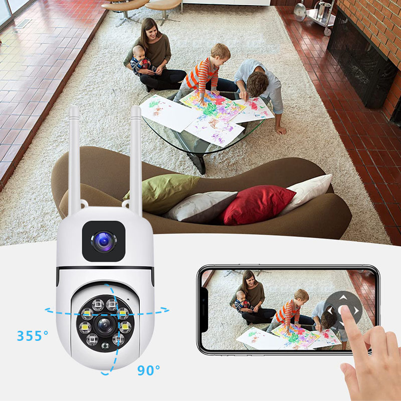 E27 Bulb Dual Lens Surveillance Camera 200W 1080P Night Vision Motion Detection Outdoor Indoor Network Security Monitor Smart Home AI Tracking