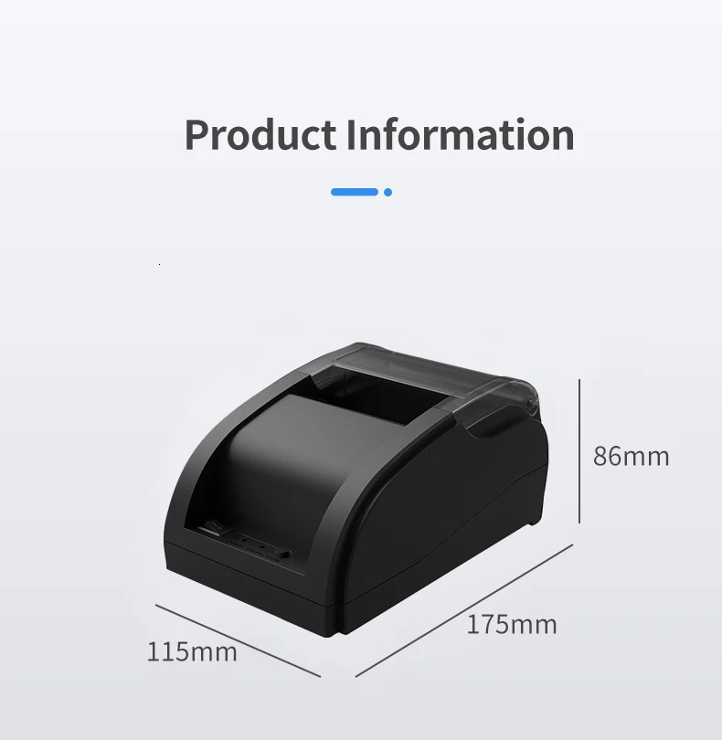 58MM USBBluet Thermal Receipt Printer High Speed Printing 80mm/sec Compatible with ESC/POS Print Commands for restaurant 58A 240430