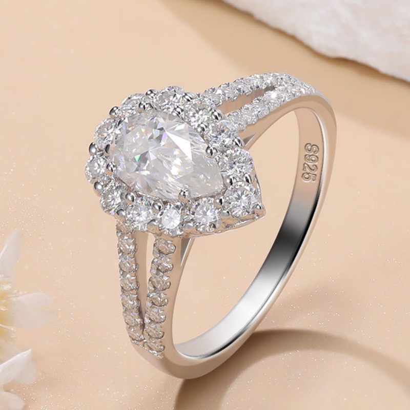 Luxury Women Ring Jewelry 925 Sterling Silver 1ct Moissanite Diamond Ring Fashion Silver Jewelry Anniversary Gift Bridal Ring Pass Tester
