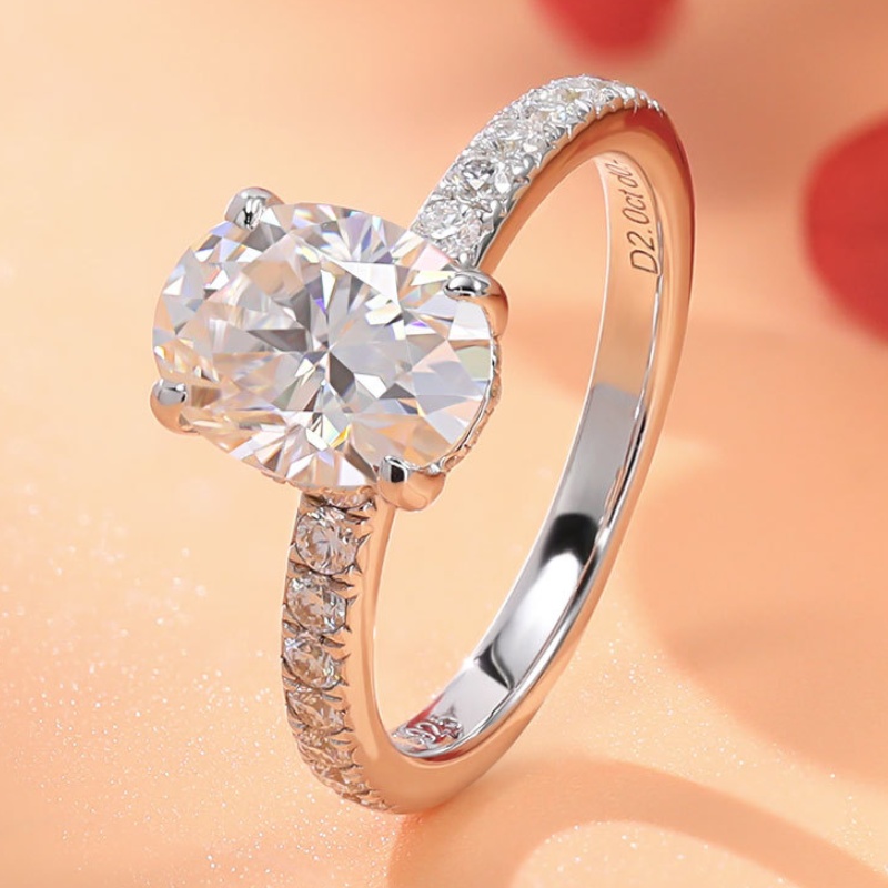 Women Fine Jewelry 18K White Gold Ring Pass Tester GRA Sparkling 2ct VVS1 D Color Moissanite Diamond Rings Wedding Accessories for Women Size 5-11