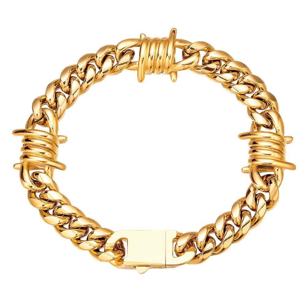 10mm Hip Hop 316L Stainless Steel Chain Bracelets Vintage Men's Colorful Bangle Jewelry