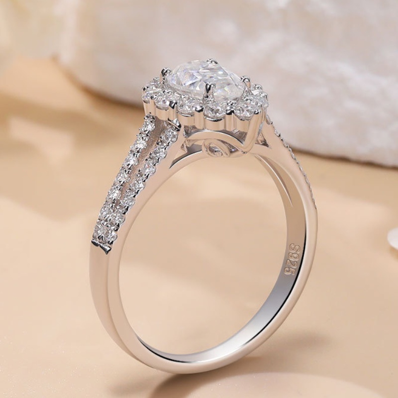 Luxury Women Ring Jewelry 925 Sterling Silver 1ct Moissanite Diamond Ring Fashion Silver Jewelry Anniversary Gift Bridal Ring Pass Tester