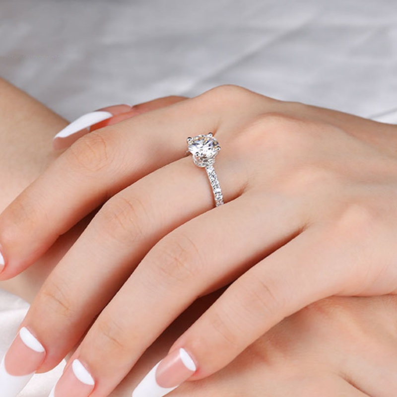Pass Test Men Women Fashion Moissanite Ring S925 Solid Sterling Silver Simple 1.5ct Round VVS1 Moissanite Rings for Wedding Anniversary Size 5-11