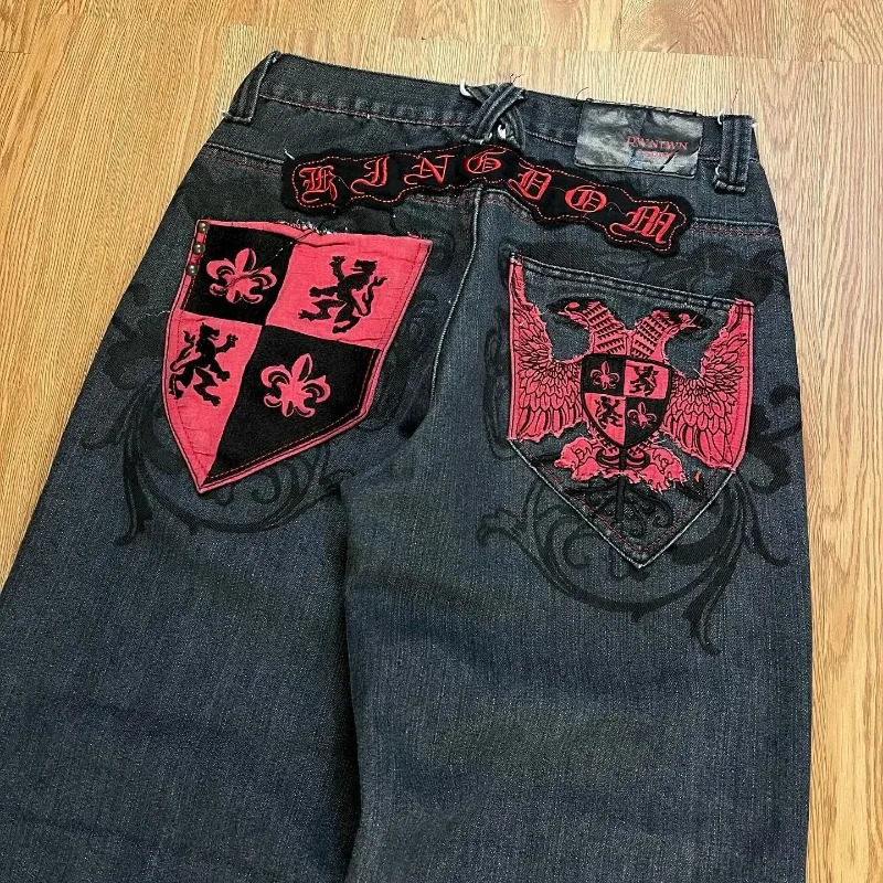 Street Vintage Jeans Y2K Harajuku Wash Black Multiple Pockets Baggy Jeans Denim Pants Mens Womens High Waist Wide Trousers 240429