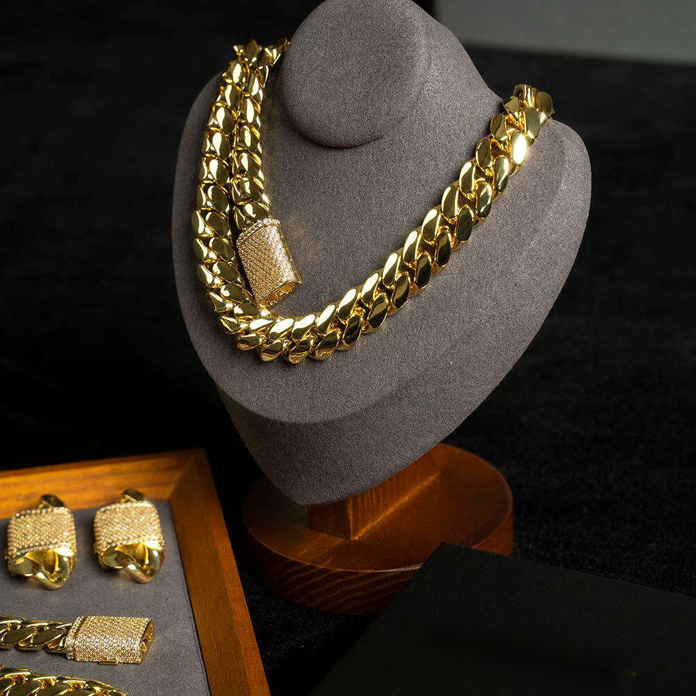 hot selg high quality hip hop custom stainless steel never fade gold 20mm miami cuban chain necklace women men jewelry