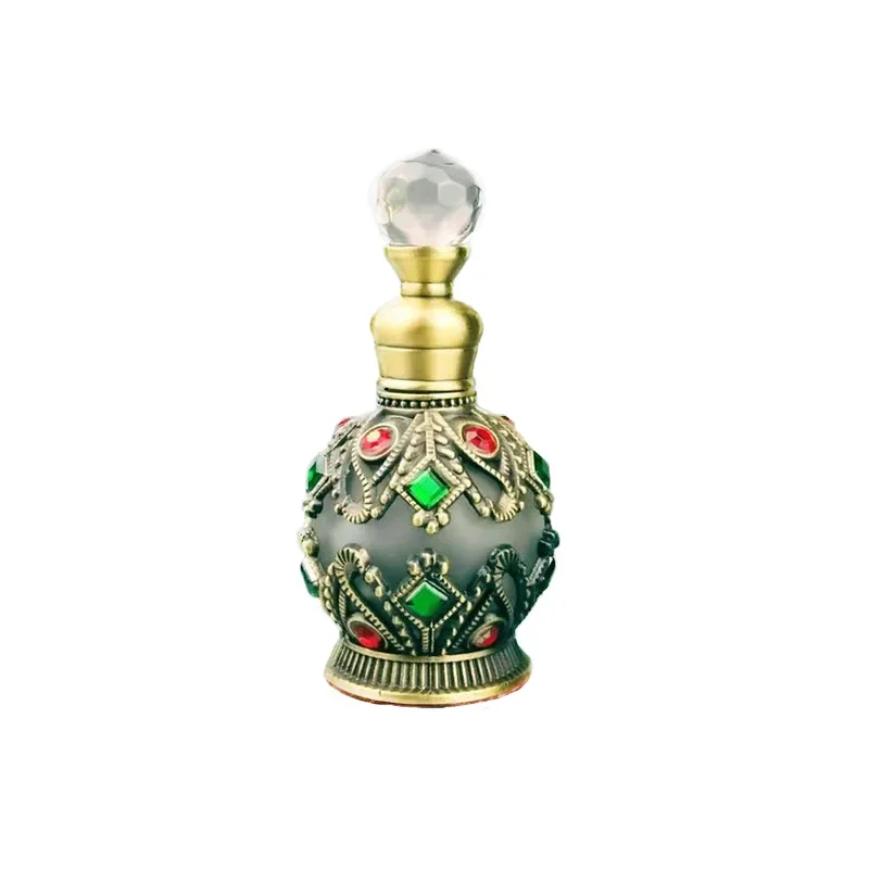 2024 1PC Vintage Metal Perfume Bottle Arab Style Essential Oils Dropper Bottle Container Middle East Weeding Decoration Giftfor vintage