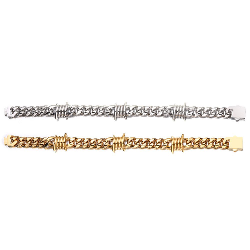 10mm Hip Hop 316L Stainless Steel Chain Bracelets Vintage Men's Colorful Bangle Jewelry