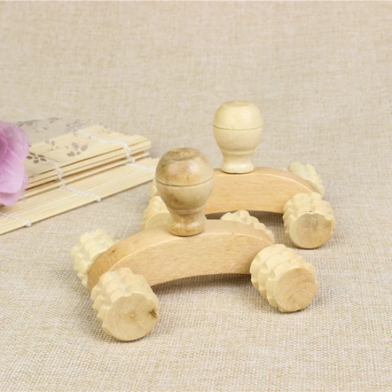 2024 Solid Wood Full-body 4 Wheels Wooden Car Roller Relaxing Hand Massage Tool Reflexology Face Hand Foot Back Body Therapy Productfor