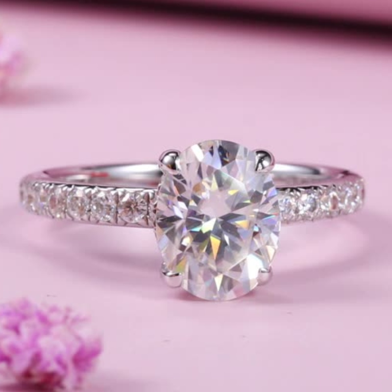 Women Fine Jewelry 18K White Gold Ring Pass Tester GRA Sparkling 2ct VVS1 D Color Moissanite Diamond Rings Wedding Accessories for Women Size 5-11