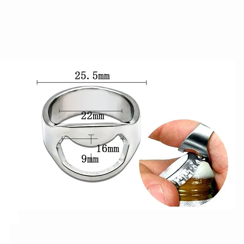 22MM Ring Beer Bottle Opener Stainless Steel Finger Ring-shape Bottles Beers Cap Opening Remover
