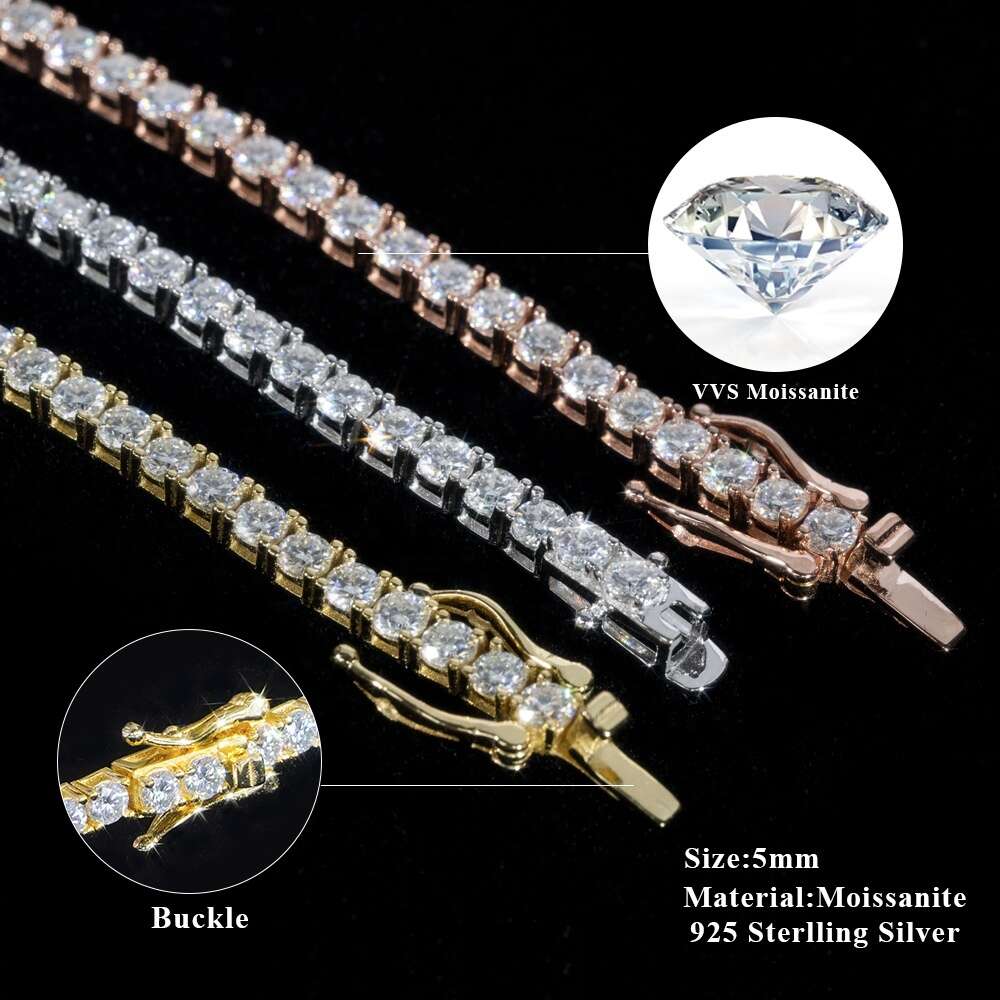 jewelry for men women necklace iced out 2mm 3mm 4mm 5mm 6.5mm high quality vvs sterg sier moissanite tennis chain bracelet