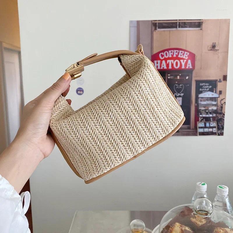 Free Shipping Shoulder Bags 2024 Vacational Bucket Beach Bohemian Small Knitting Summer Purse And Handbag Straw Crossbody Bag For Designer Bag Luxury 