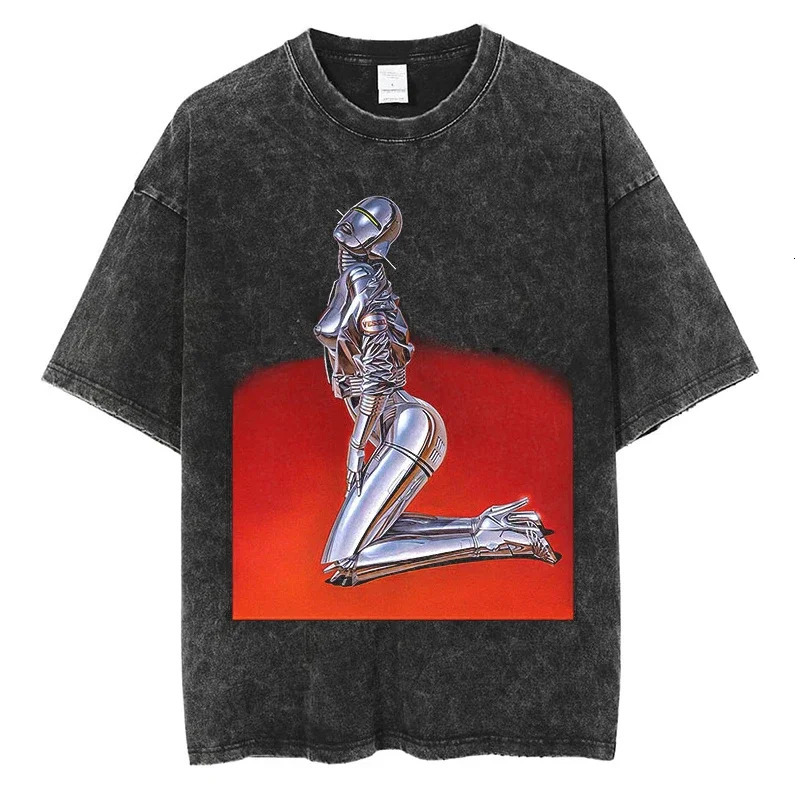 High-end Grunge Fashion Show Robot Lady Graphic T-Shirt Y2k T Stage Sexy Girl Print Tshirt Cotton Oversized Short Sleeve Tees 240510