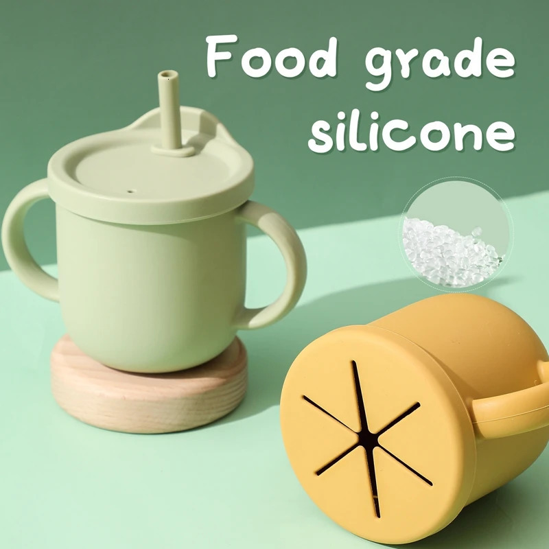 Silicone Snack Cup Silicone Bottle Toddler Snack Catcher Food Grade Collapsible Cup No Spill Food Baby Cups Foldable 240510