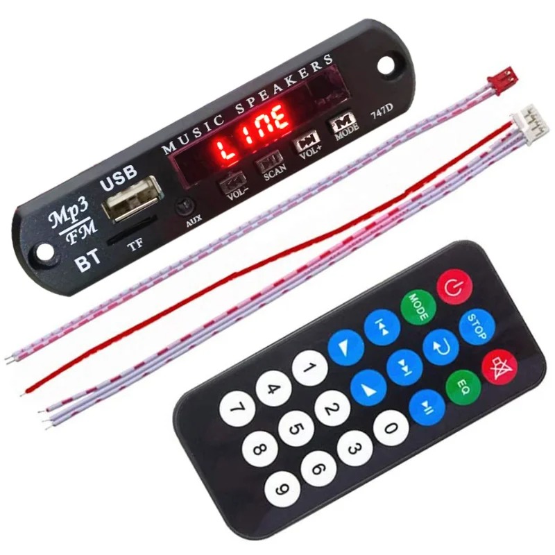 Bluetooth 12V MP3 Decoder Board Module WMA FM Audio TF SD Card Radio USB AUX Player Speaker Remote Control Car Accessory