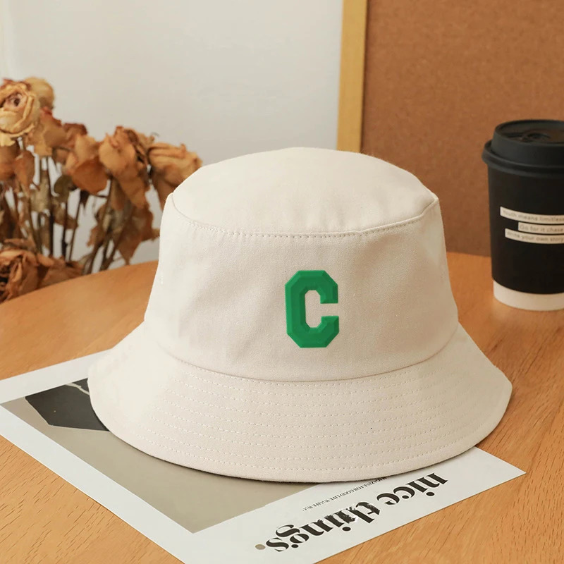 Big Head Size Causal Fisherman Hats for Men Solid Color Cotton Letter C Bucket Hat for Male Outdoor Korean Spring Panama Hat 240507