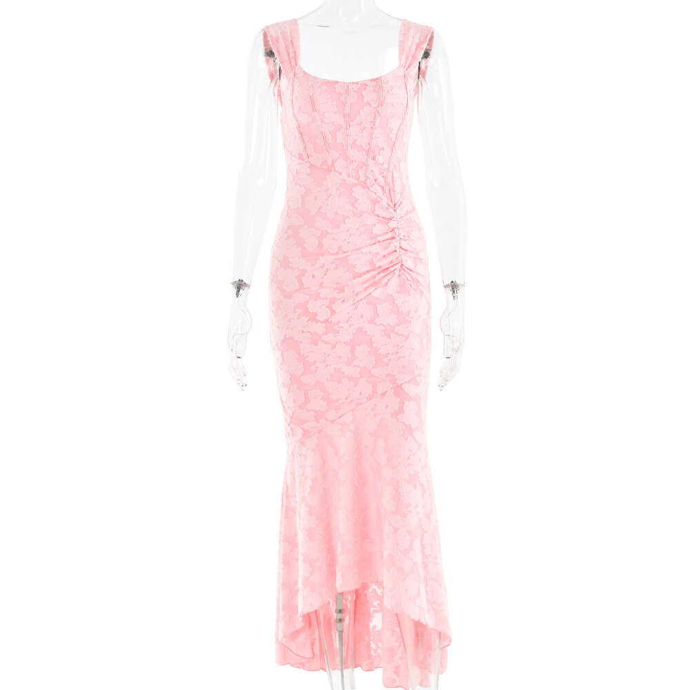 Women's printed suspender strapless dress, fashionable hot selling, sexy and spicy girl temperament, backless fishtail skirt, long skirt F51168